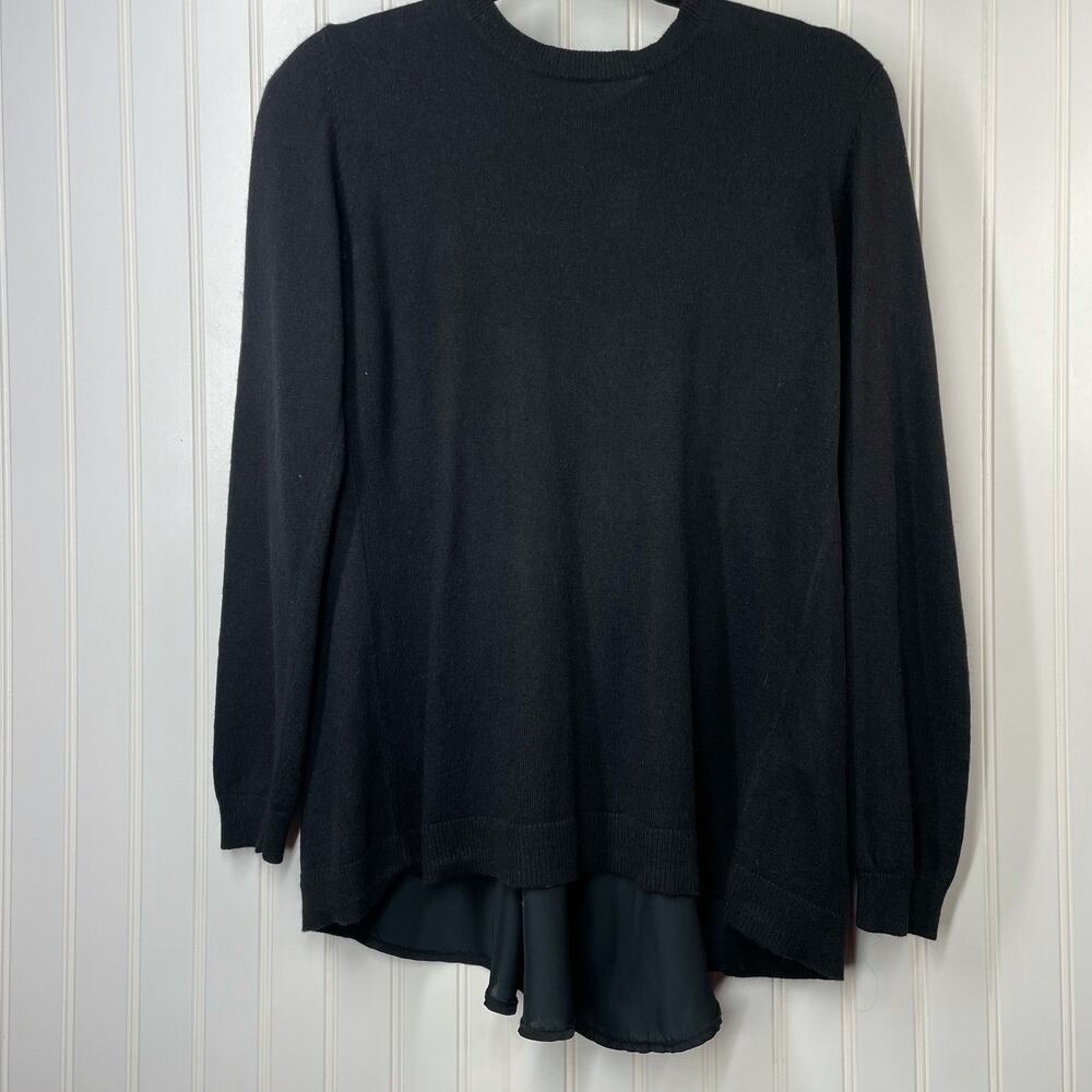 Sisley Women’s XS Black Long Sleeve Button-Front Sweater Crew Neck Knit